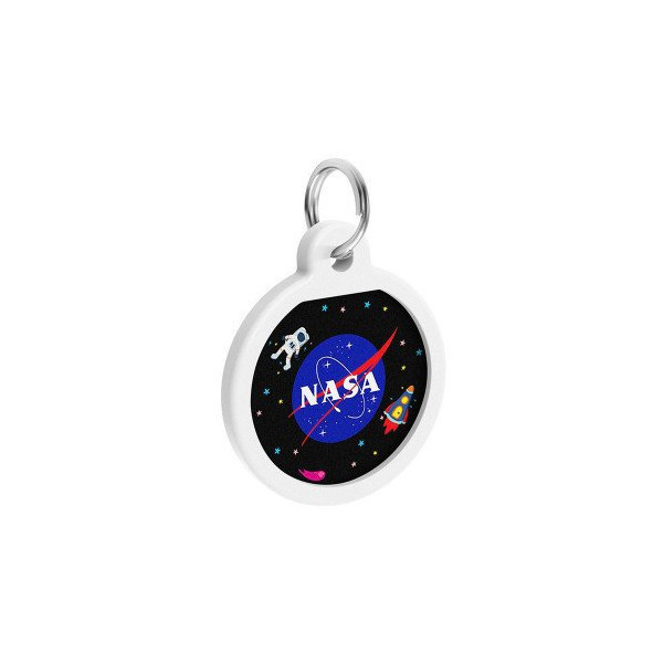 Адресник WAUDOG Smart ID c QR паспортом для собак и котов, металлический, рисунок "NASA", круг, 25 мм