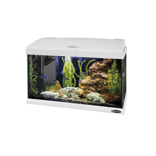 Аквариум стекляный Ferplast Capri 50 LED White с LED-освещением, белый, 40 л