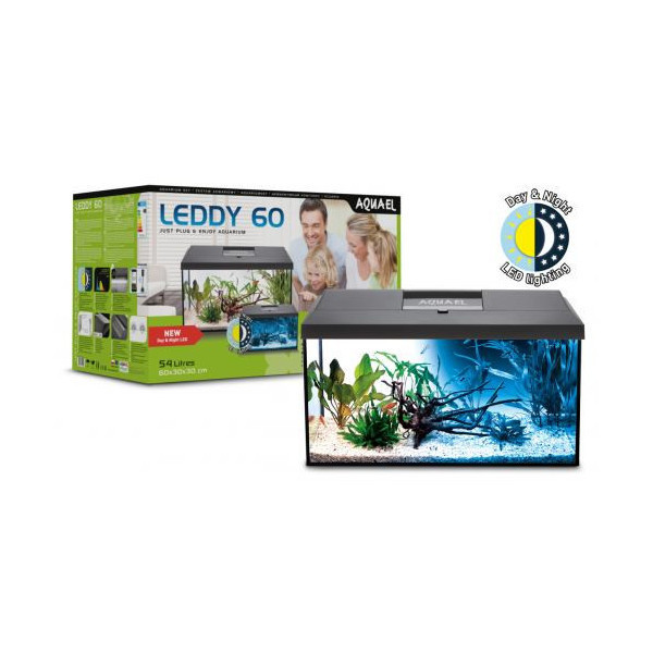 Аквариумный комплект AQUA EL LEDDY DAY & NIGHT черный, 60×30×30 см, 54 л