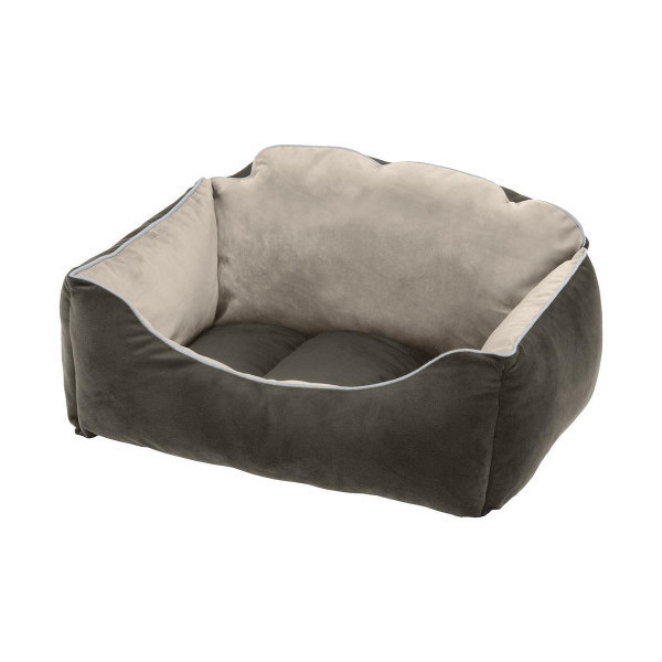 Бархатная кровать Ferplast Milord 55 Bedding Grey-Beige для собак и кошек, 55×45×26 см