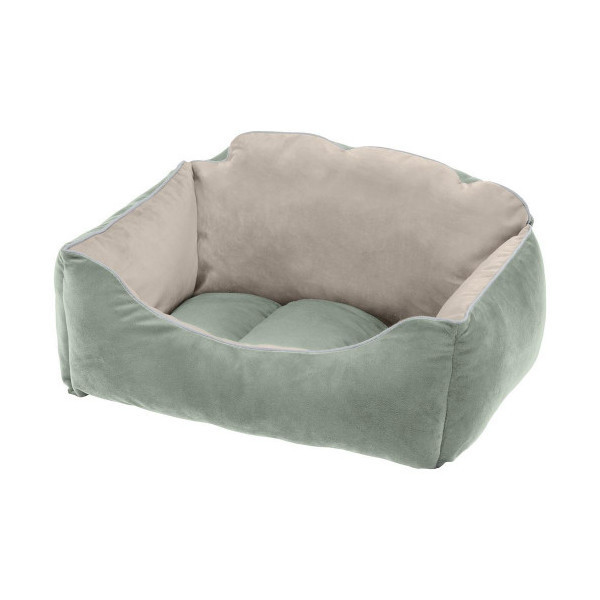Бархатная кровать Ferplast Milord 65 Bedding Green-Beige для собак и кошек, 65×45×28 см
