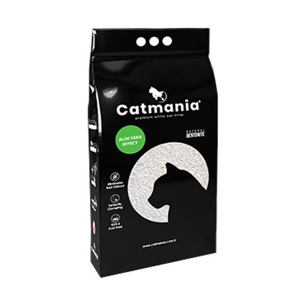 Бентонитовый наполнитель Catmania для кошек с запахом алое вера, зеленые гранулы, 5 л (4,25 кг)