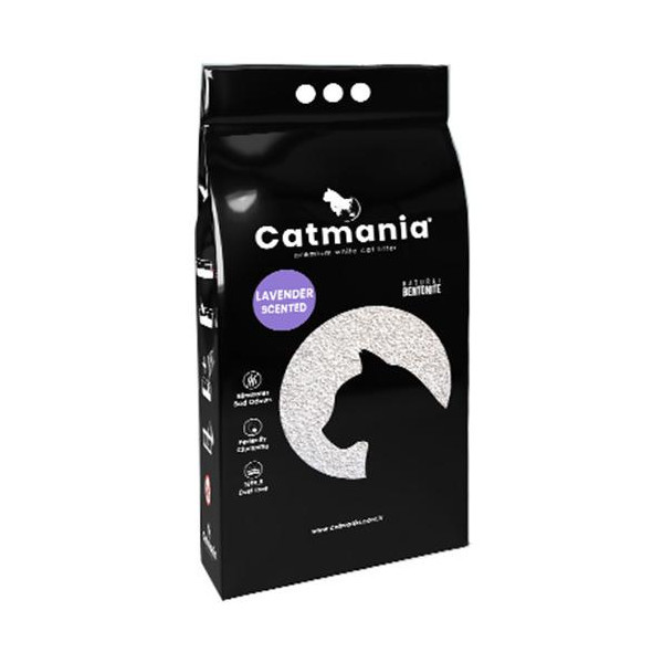 Бентонитовый наполнитель Catmania для кошек с запахом лаванды, фиолетовые гранулы, 10 л