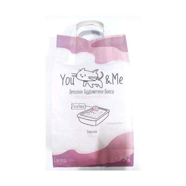 Бентонитовый наполнитель You and me для кошек, с ароматом лаванды, 5 кг