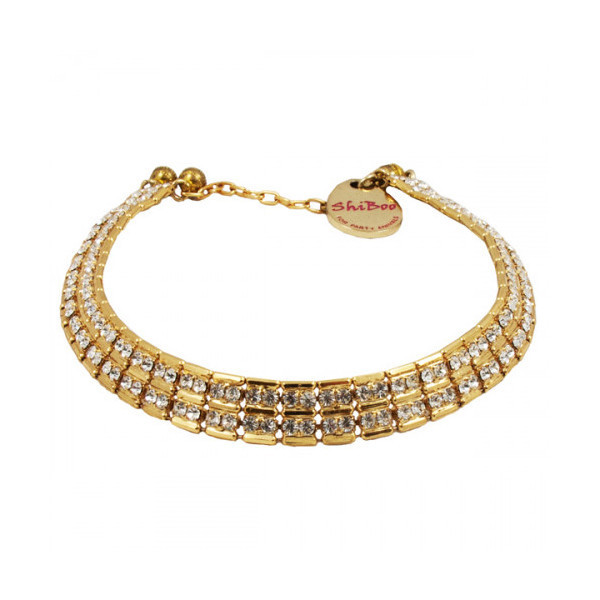 Цепочка Shiboo Sissi-Choker со стразами Сваровски, для собак, золото, 30 см