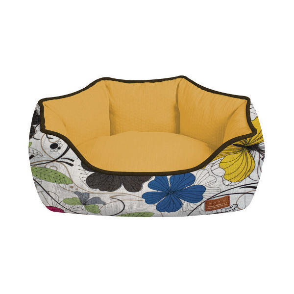 Диван Croci Cozy Flo для собак, овальный, цветочный принт, оранжевый, 40×32×16 см