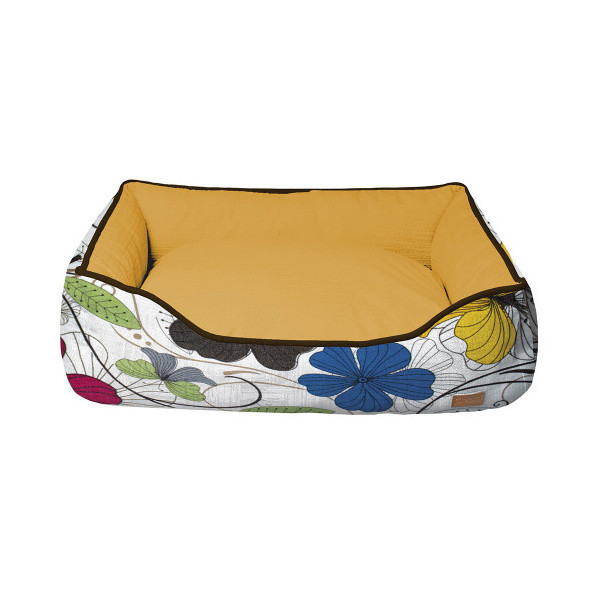 Диван Croci Cozy Flo для собак, прямоугольный, цветочный принт, оранжевый, 70×60×20 см
