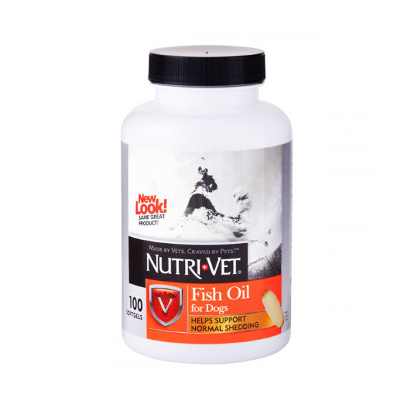 Добавка рыбий жир Nutri-Vet Fish Oil для улучшения состояния кожи и шерсти у собак, 100 капсул