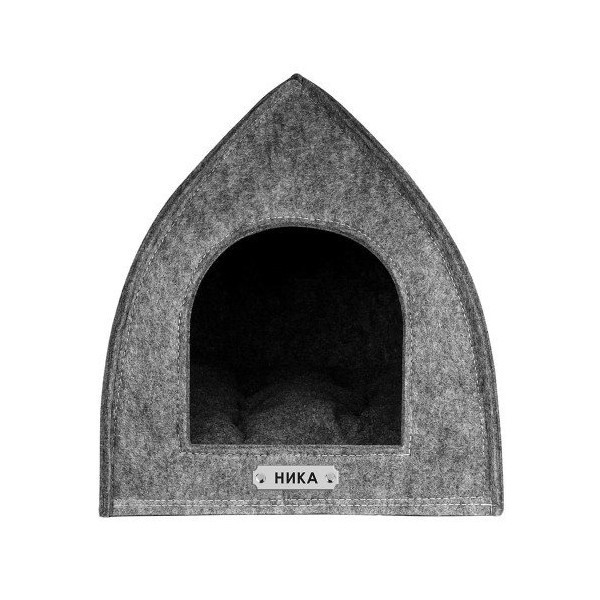 Домик BronzeDog для кошек и собак в форме палатки, серый, 45×45×48 см