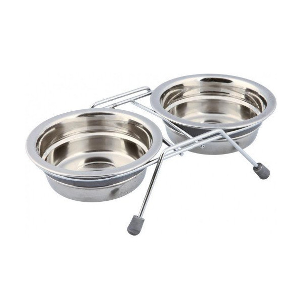 Две миски на подставке Trixie Eat on Feet, для кошек, 0.9 л, 16 см, металл