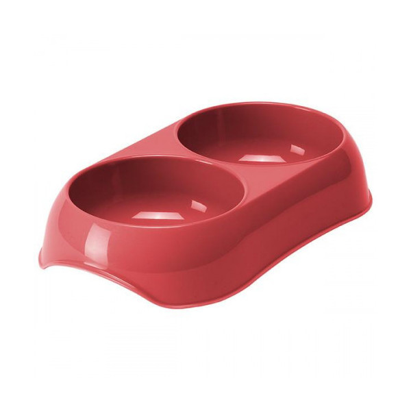 Двойная миска Moderna Gusto для кошек собак мини пород, коралловый, 2×200 мл