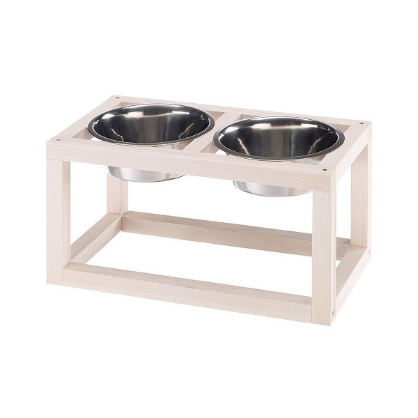 Ferplast Desco Wood 05 KC57 деревянные подстаканники со стальными мисками для кошек и собак, 36x18,2x25 см
