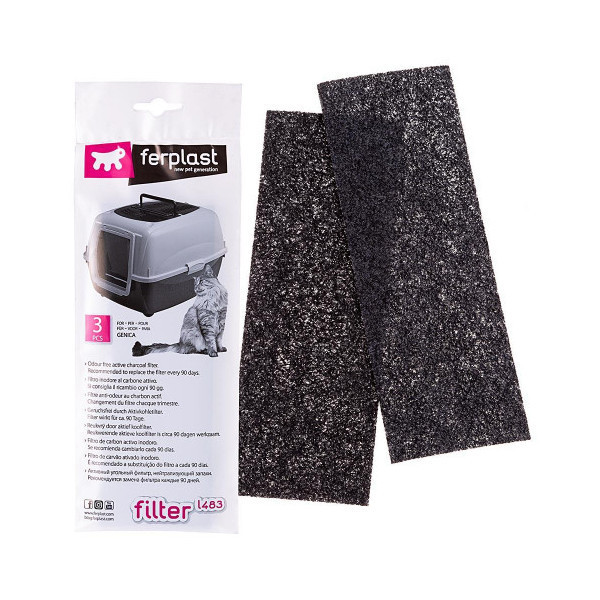 Ferplast L483 Aktive Coal Filter Запасной угольный фильтр для кошачьего туалета Genica, 24x10x5,3 см
