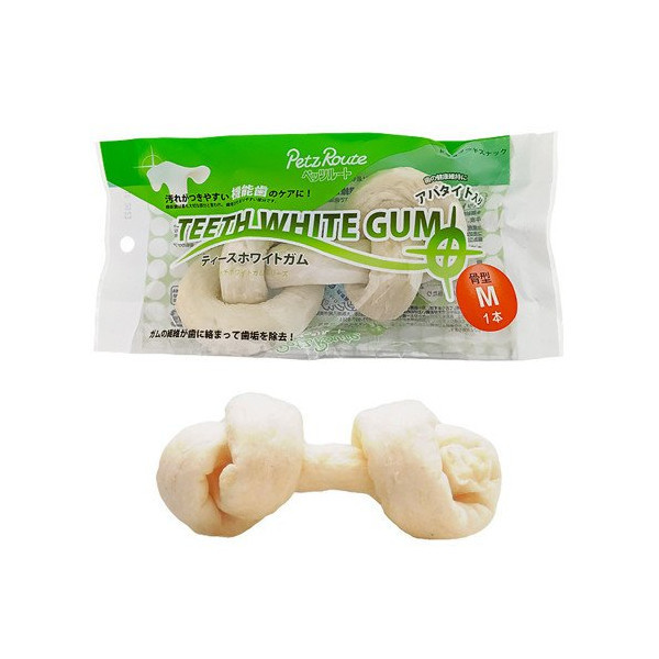 Жевательное лакомство Petz Route Teeth White Gum, кость для чистки зубов, для собак, M, 1×114 г