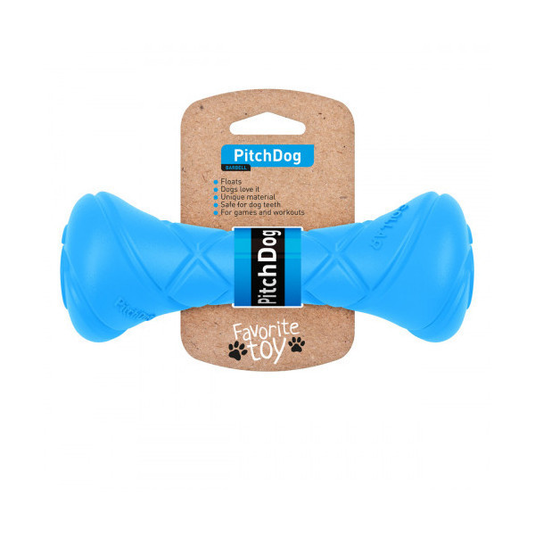 Игровая гантель для апортировки PitchDog для собак, длина 19 см, диаметр 7 см, голубой