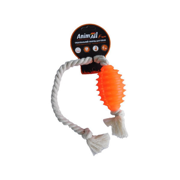Игрушка AnimAll Fun граната с канатом, оранжевая, 8 см
