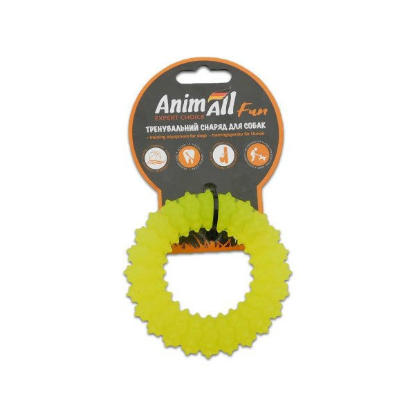 Игрушка AnimAll Fun кольцо с шипами, желтое, 9 см