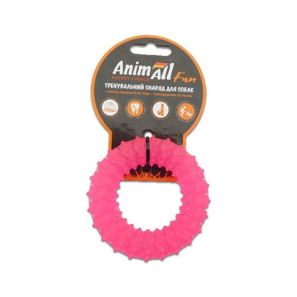 Игрушка AnimAll Fun кольцо с шипами, коралловое, 9 см