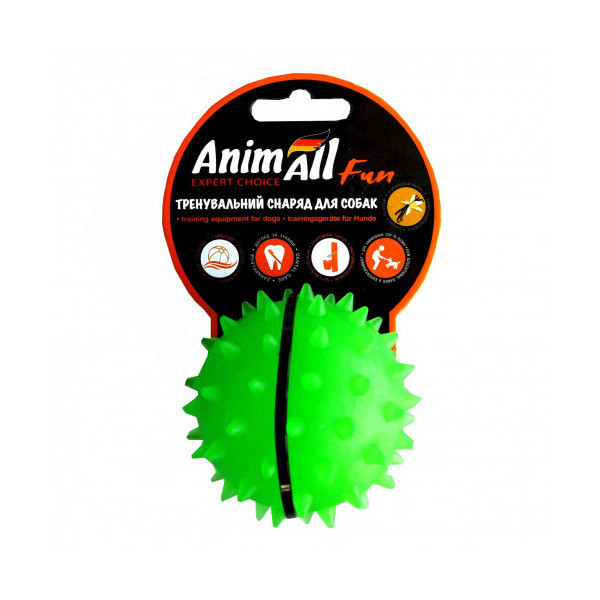 Игрушка AnimAll Fun мяч каштан для собак, 7 см, зеленая