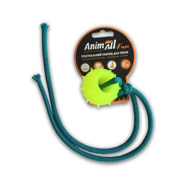 Игрушка AnimAll Fun шар с канатом, желтая, 8 см