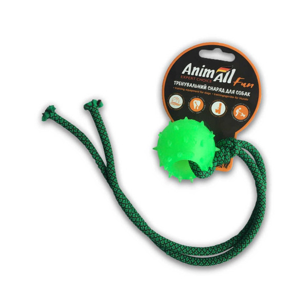 Игрушка AnimAll Fun шар с канатом, зеленый, 4 см