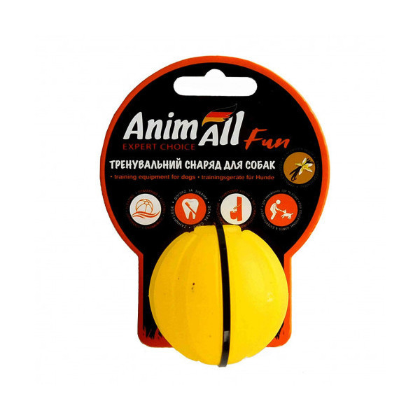 Игрушка AnimAll Fun тренировочный мяч для собак, 5 см, желтая