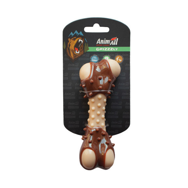 Игрушка AnimAll GrizZzly косточка с ароматом мяса, 13.5 см, коричневая