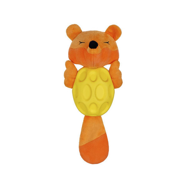 Игрушка BronzeDog Jumble мягкая звуковая лиса, для собак, с ароматом ванили, оранжевый, 27×8 см