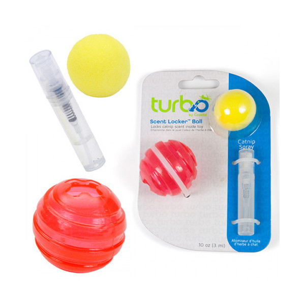 Игрушка Coastal Turbo Scent Locker Ball из прессованной кошачьей мяты, для кошек, круглая, красная