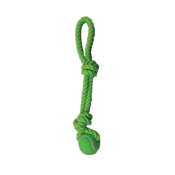 Игрушка Croci Juice канат с 2 узлами и мячом, для собак, зеленый, 40 см