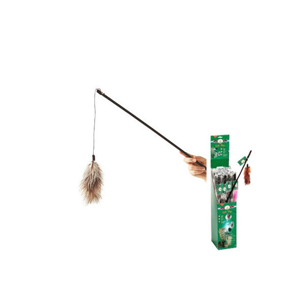 Игрушка Flamingo Feather-Boa дразнилка, для кошек, удочка с натуральными перьями боа, 60 см