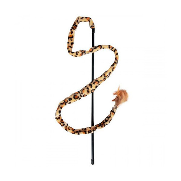 Игрушка Flamingo Leopard Fishing Rod удочка для котов, с перьями и колокольчиком, 50 см