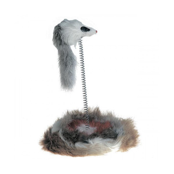 Игрушка Flamingo Mouse On Stick для кошек, мышь на подставке, мех, 14х26 см