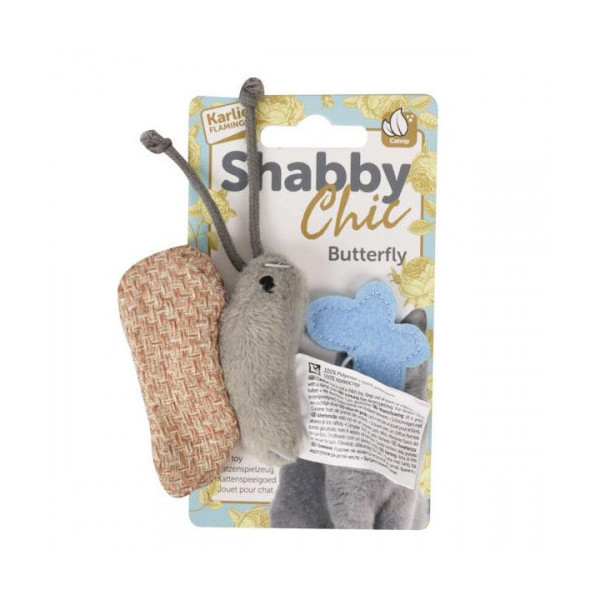 Игрушка Flamingo Shabby Chic Butterfly для кошек, плюш, с кошачьей мятой, 15 см