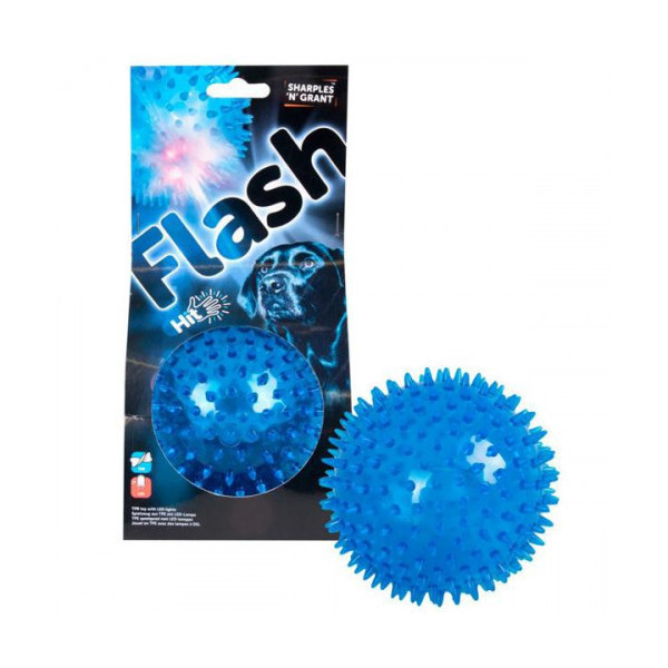 Игрушка Flamingo Spike Ball+LED с шипами и LED подсветкой, для собак, резина, 12.5 см