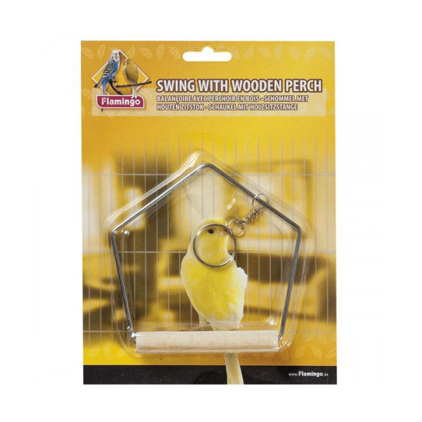 Игрушка Flamingo SwingWooden Perch для попугаев, качели с деревянной жердочкой, 9х12 см