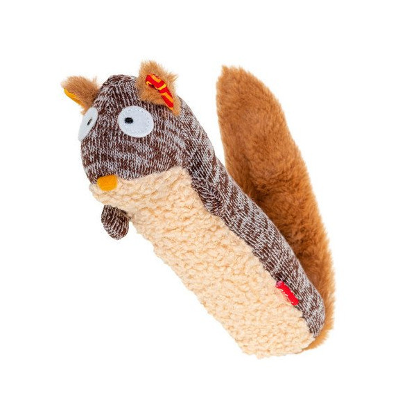 Игрушка GiGwi Plush Белка с пищалкой, для собак, текстиль, 29 см