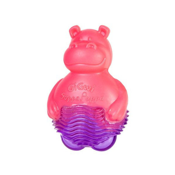 Игрушка GiGwi Suppa Puppa, для щенка, для зубов, бегемотик с пищалкой, резина, 9 см