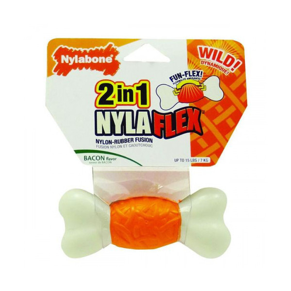Игрушка Nylabone NylaFlex Bone кость для собак до 23 кг, с умеренным стилем грызения, вкус бекона
