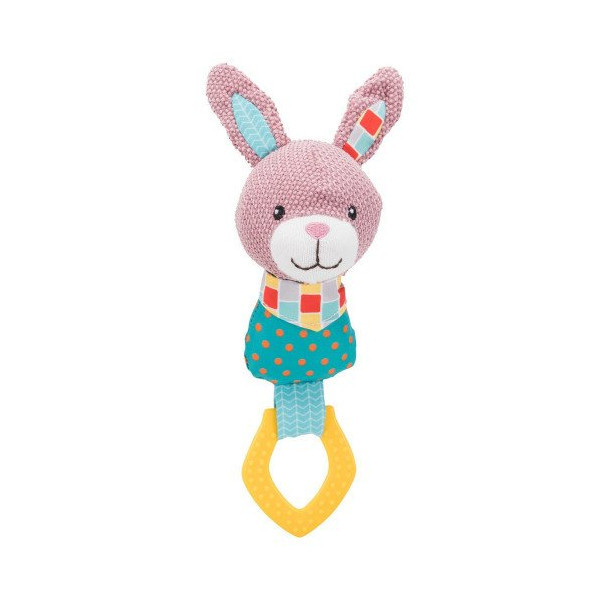 Игрушка Trixie Junior кролик плюшевый с кольцом, для собак, 23 см