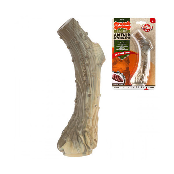 Игрушка жевательная Nylabone Extreme Chew Antler L, вкус оленины, для собак до 23 кг