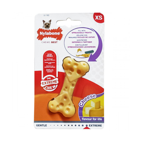 Игрушка жевательная Nylabone Extreme Chew Cheese Bone XS, вкус сыра, для собак до 7 кг