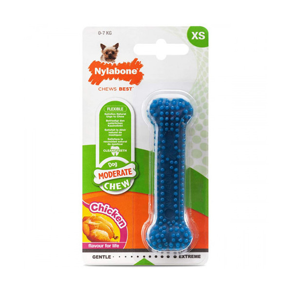 Игрушка кость жевательная Nylabone Moderate Chew Dental Bone XS, для собак до 7 кг