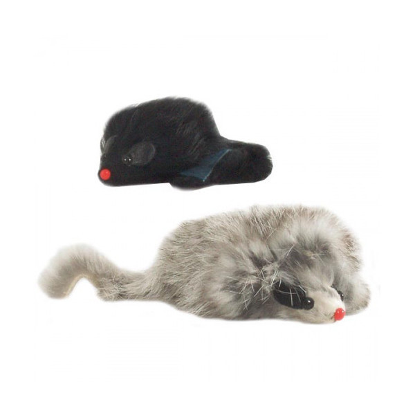 Игрушка мышь длинношерстная Pet Products с пищалкой для кошек, 7,5 см