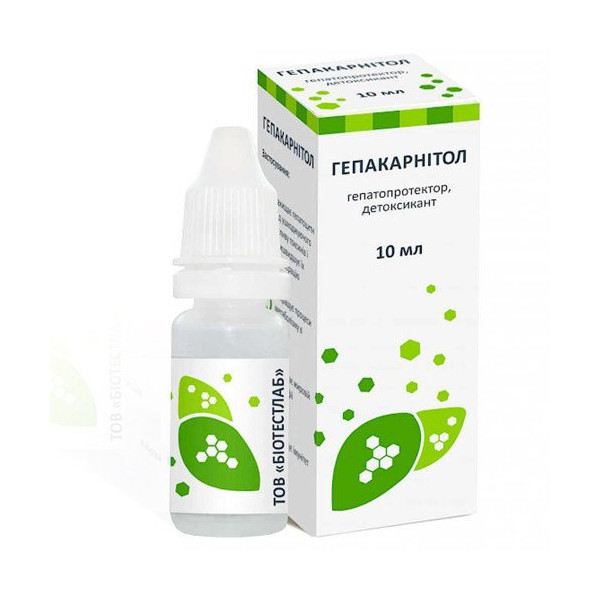 Капли BioTestLab Гепакарнитол для детоксикации печени для собак, кошек, кроликов, канареек, 10 мл