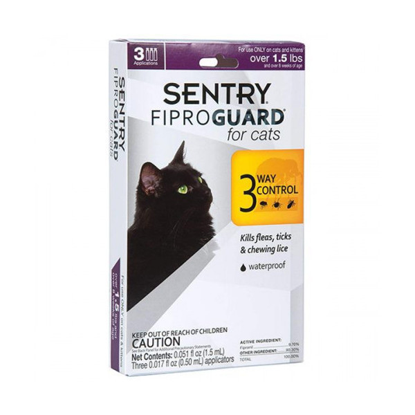 Капли Fiproguard от блох, клещей и вшей для котов и котят, 0.5 мл, 3 шт, цена за 1 пипетку