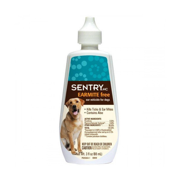 Капли Sentry Earmite free с алоэ, против ушного клеща, для собак, 25 мл