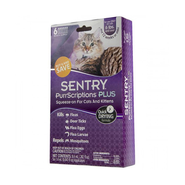 Капли Sentry PurrScriptions от блох и клещей, для кошек, 1.4 мл, 3 шт в упаковке, цена за 1 пипетку