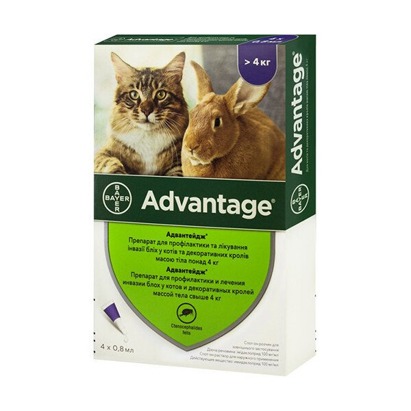 Капли от блох Bayer Advantage 80 для кошек свыше 4 кг, цена за 1 пипетку