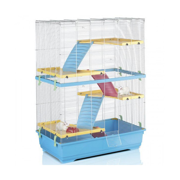 Клетка Imac Rat 80 Double для крыс, пластик, голубая, 80х48.5х110 см